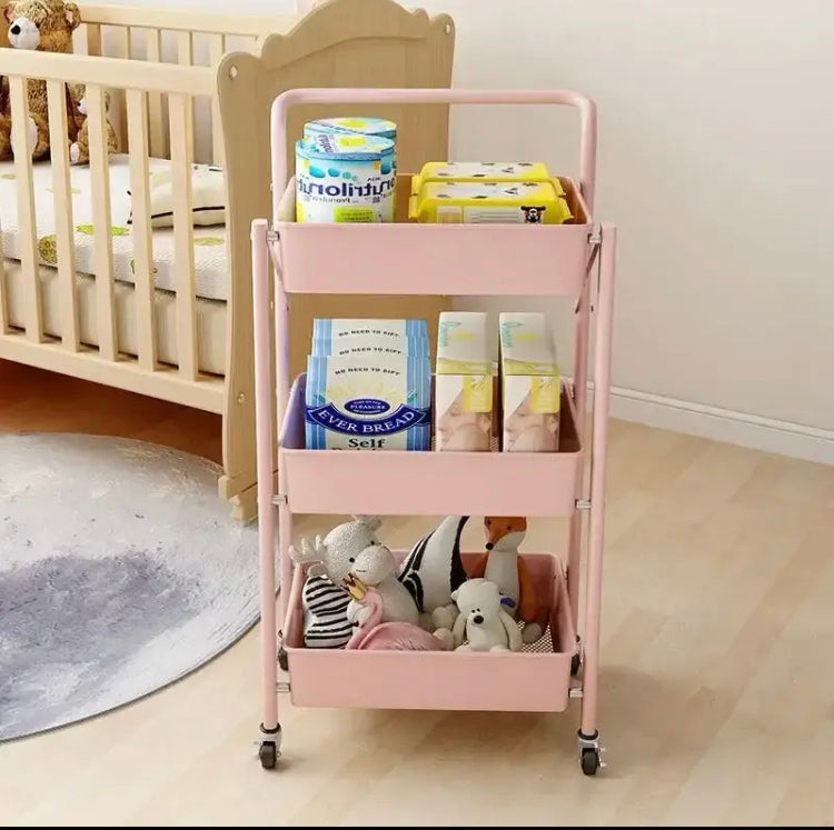 Multifunctional Movable Kitchen Storage Rack, Portable Three-layer Storage Rack, Multi-Functional Storage Rack Folding Trolley Multifunctional Movable Kitchen Storage Rack, Portable Three-layer Storage Rack, Multi-Functional Storage Rack Folding Trolley
